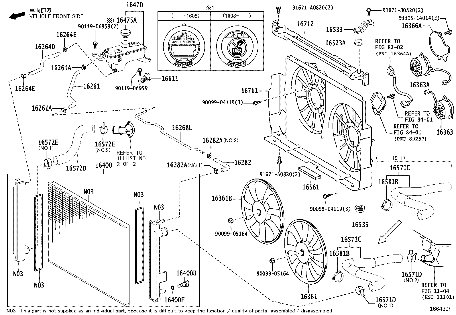 Toyota 16261-36080 HOSE, WATER BY-PASS