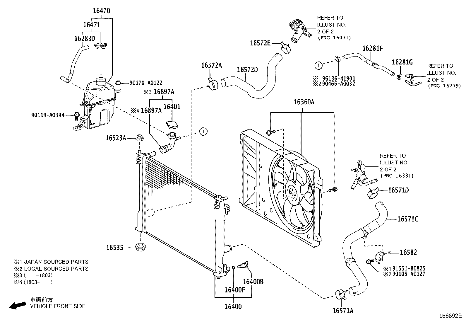 Toyota 16267-F0140 HOSE, WATER BY-PASS, NO.3