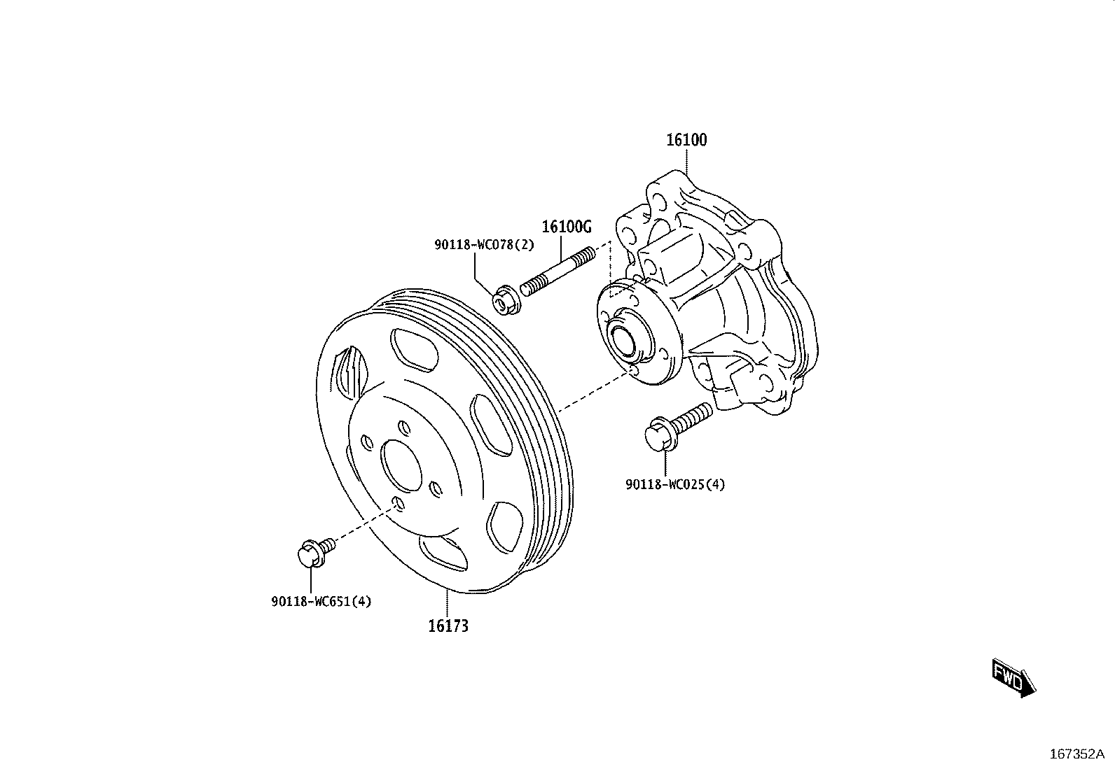 16173-WC001 PULLEY, WATER PUMP product image