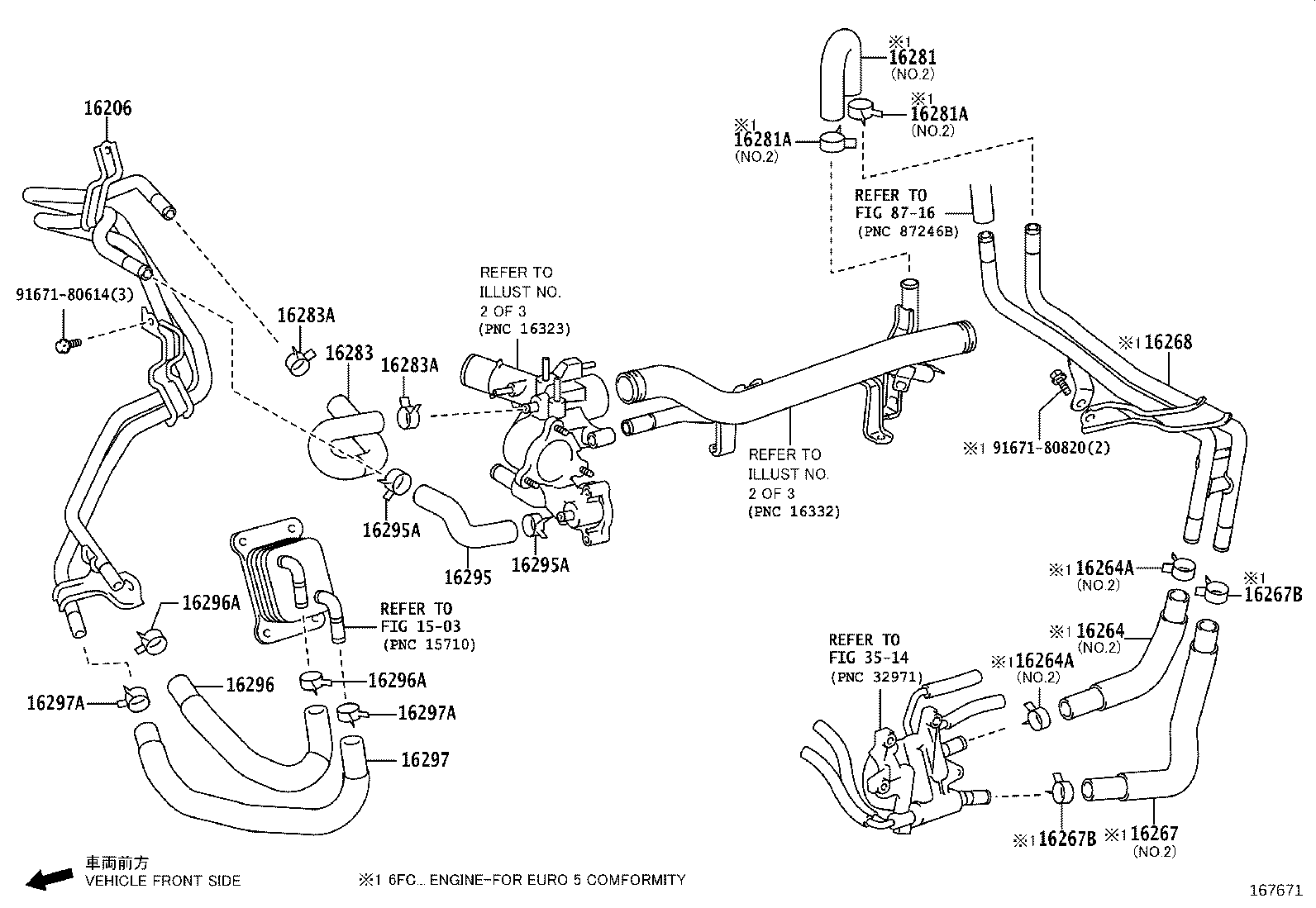 16208-11040 PIPE SUB-ASSY, WATER BY-PASS, NO.3 product image