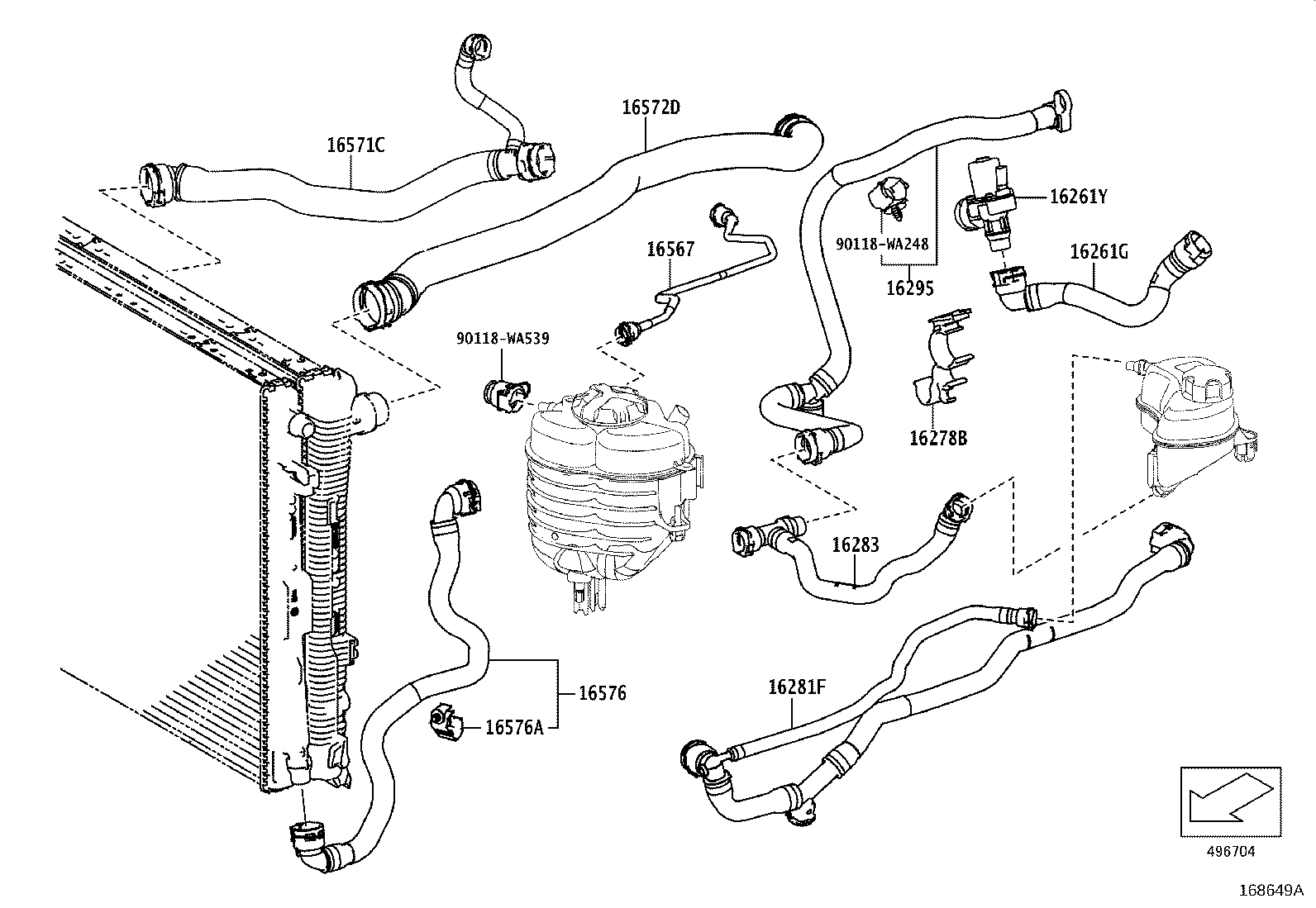 Toyota 16261-WAA03 HOSE, WATER BY-PASS, NO.1