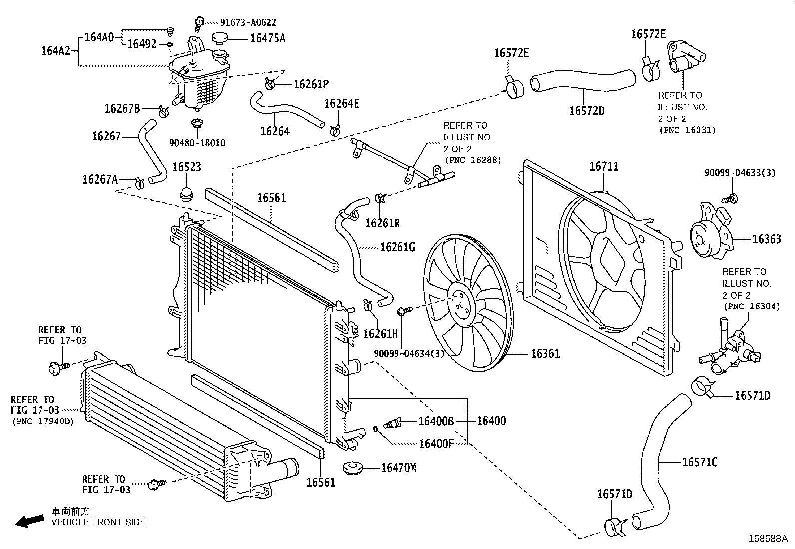 Toyota 16264-18030 HOSE, WATER BY-PASS, NO.2