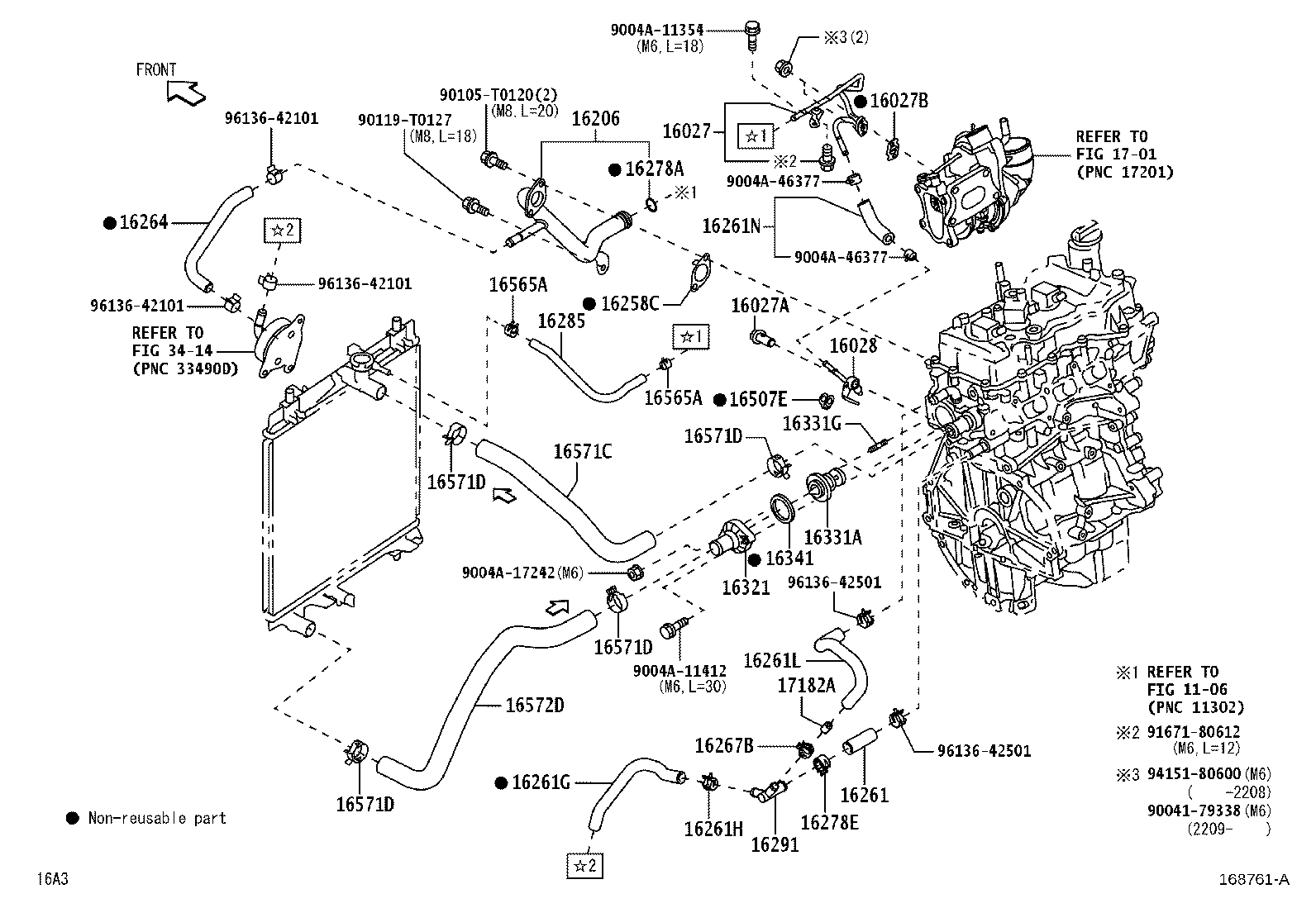 Toyota 96136-43601 CLIP, RADIATOR HOSE, NO.1