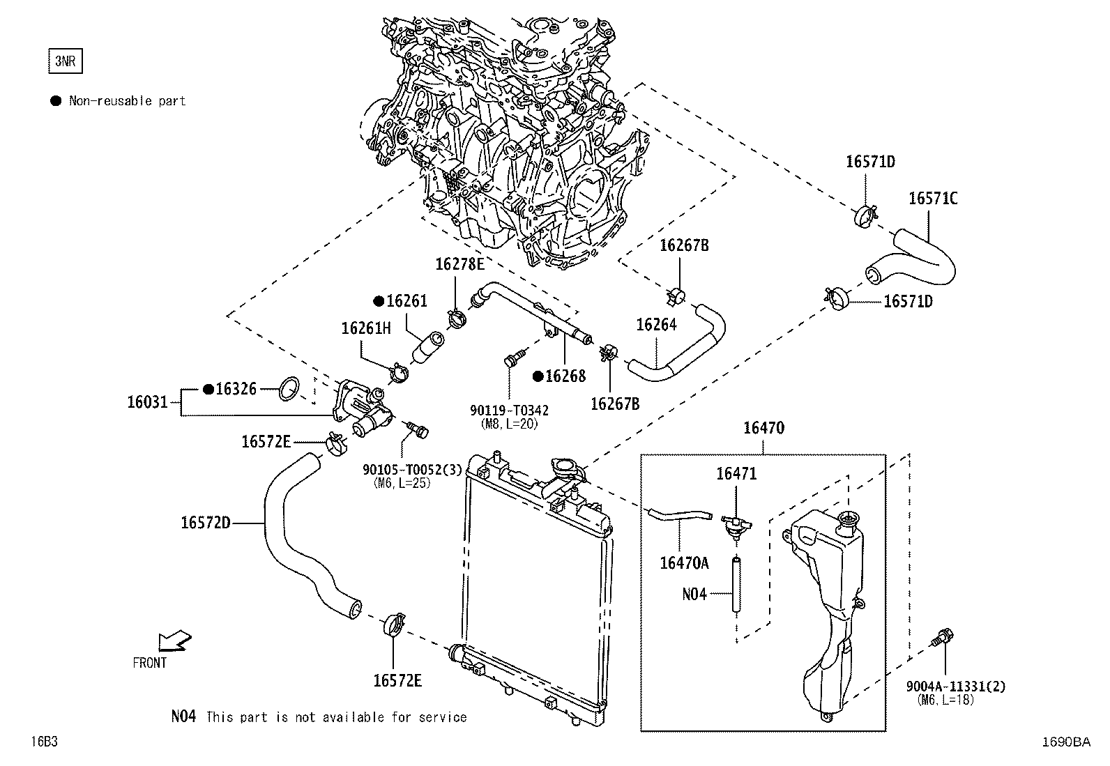 16264-BZ140 HOSE, WATER BY-PASS, NO.2 product image