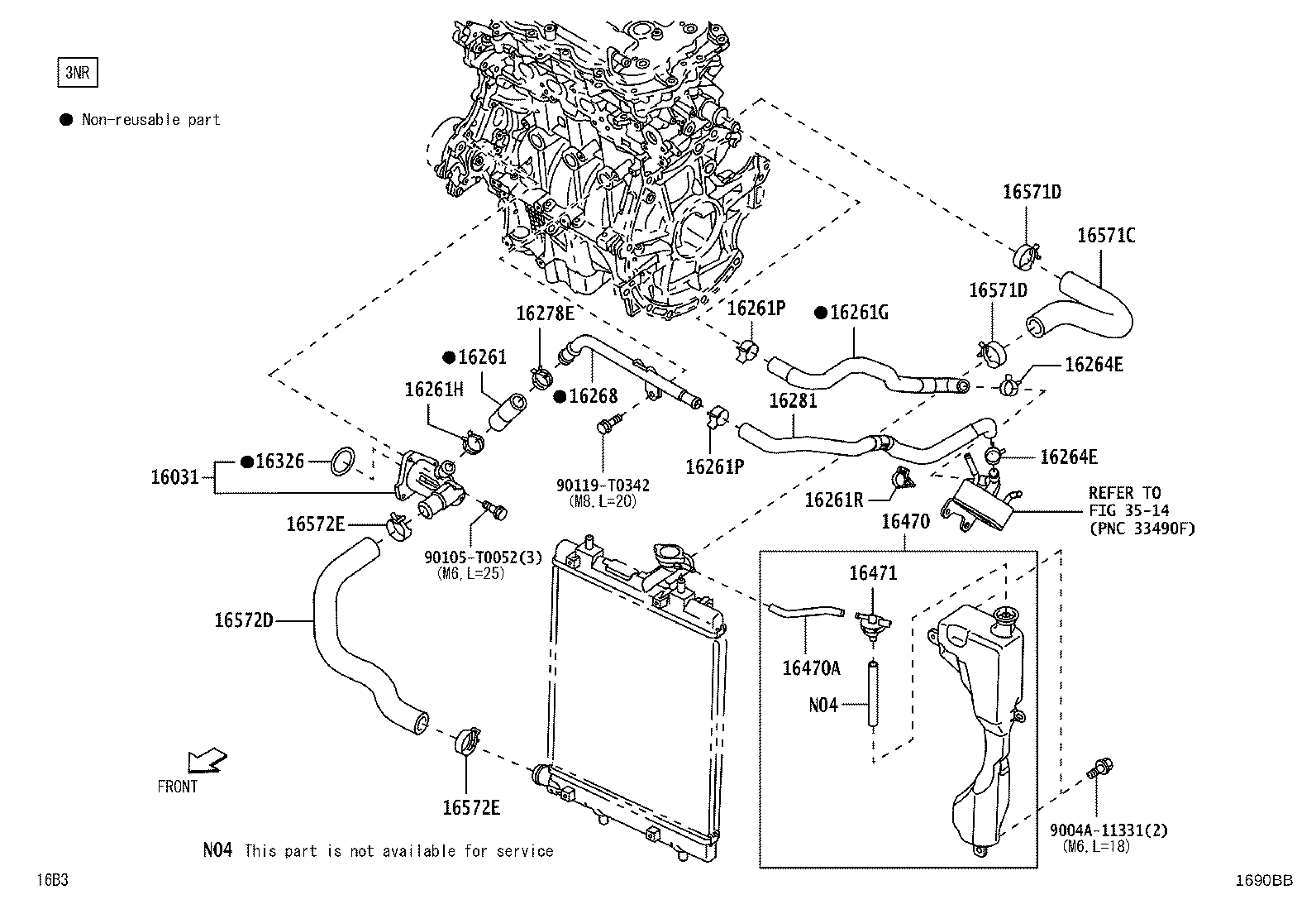 16264-BZ140 HOSE, WATER BY-PASS, NO.2 product image