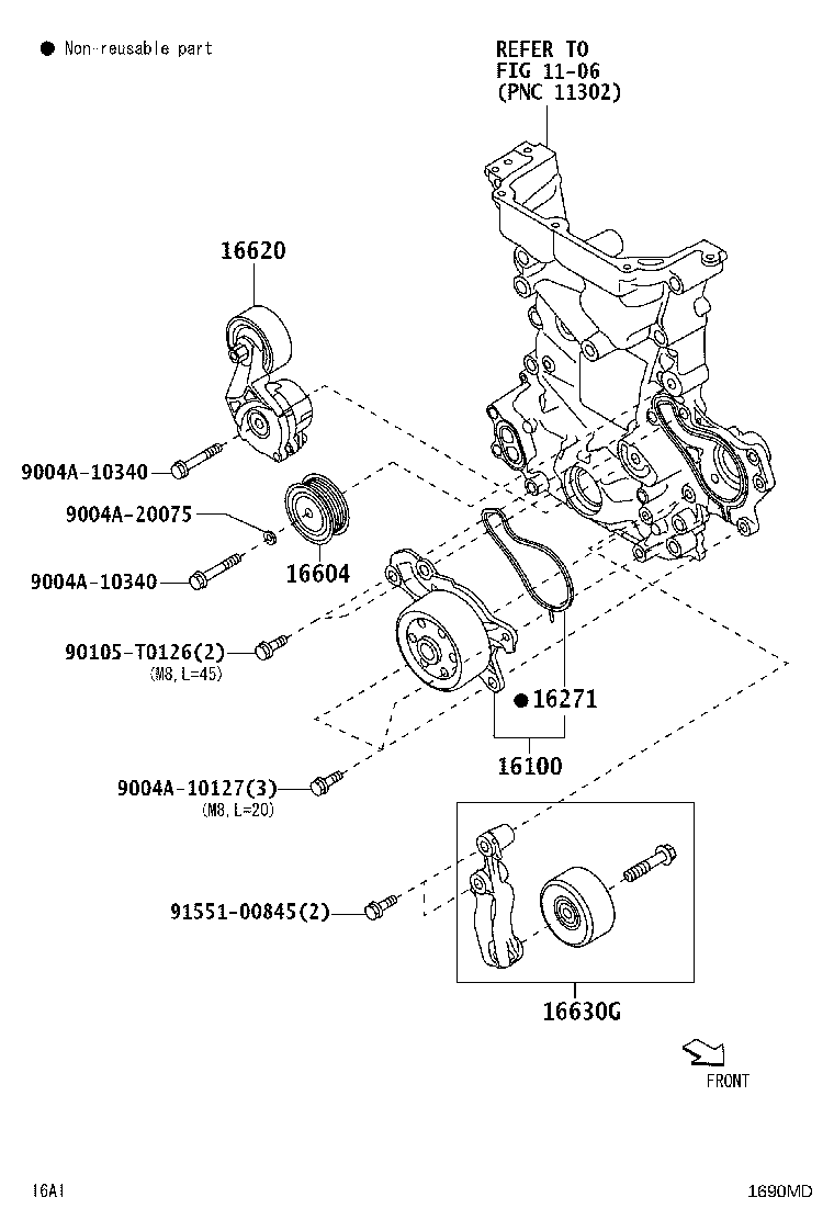 16630-BZ010 PULLEY ASSY, IDLER product image