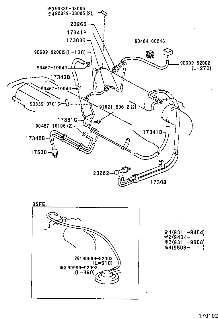 17308-74520 HOSE SUB-ASSY, VACUUM(FOR IDLE-UP) product image