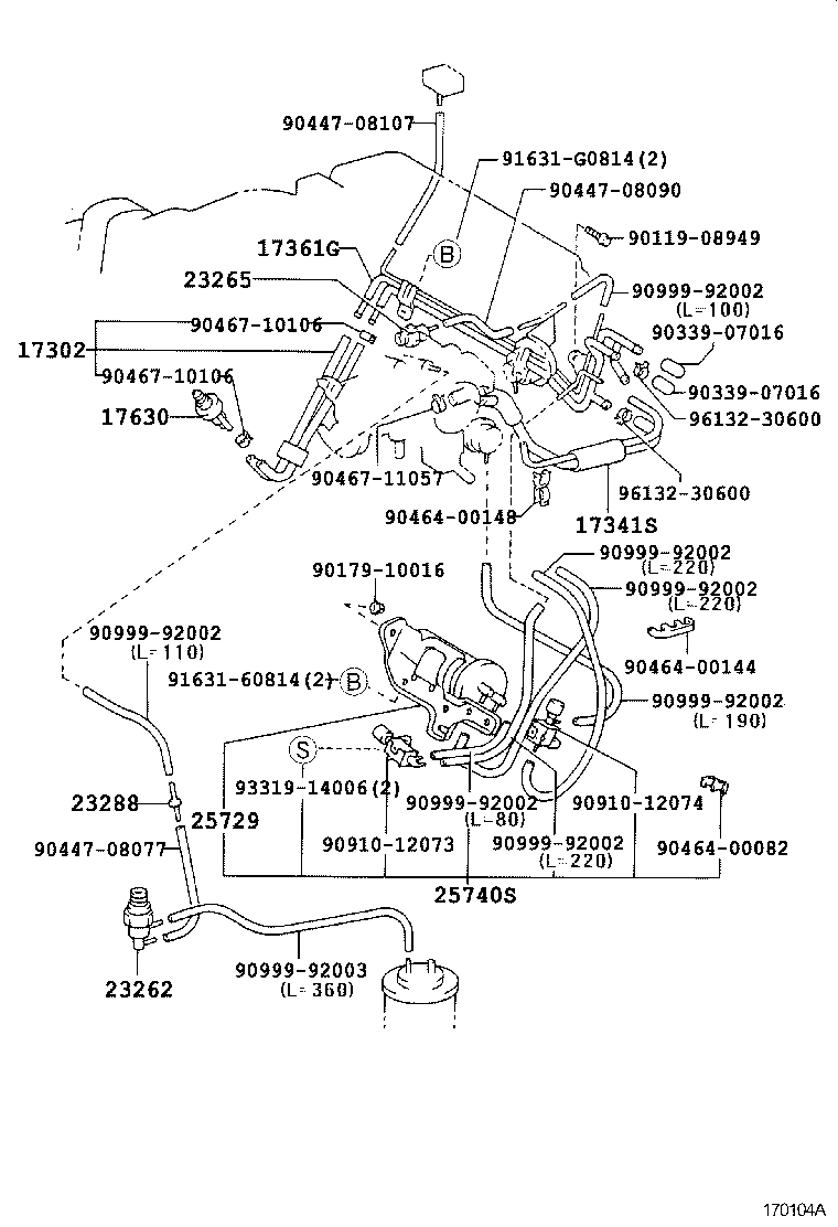 17302-74100 HOSE SUB-ASSY, AIR product image