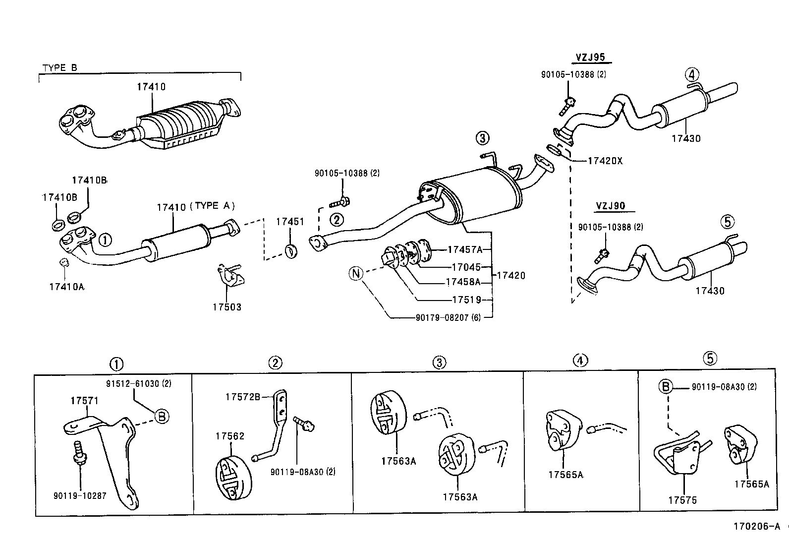 17405-75230 PIPE ASSY, EXHAUST, TAIL product image