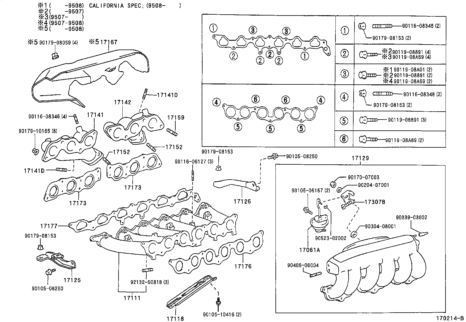 Toyota 17171-50020 GASKET, INTAKE MANIFOLD TO HEAD, NO.1