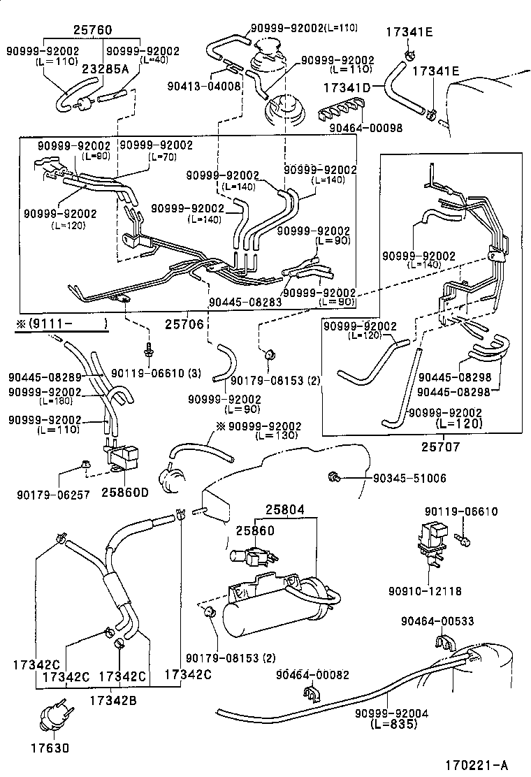 Toyota 17344-50030 HOSE, AIR, NO.4