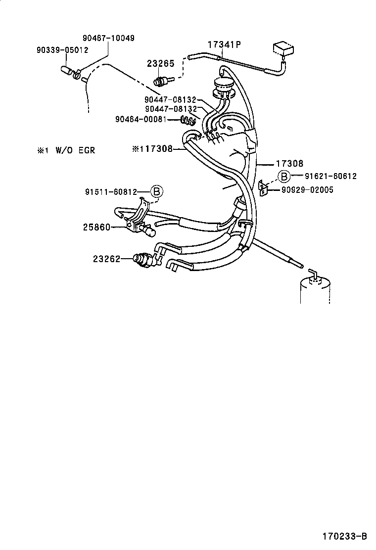 17308-74640 HOSE SUB-ASSY, VACUUM(FOR IDLE-UP) product image