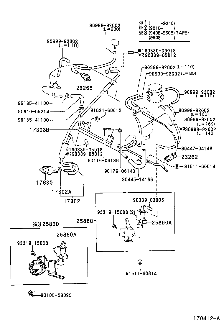Toyota 17303-16200 PIPE SUB-ASSY, AIR, NO.1