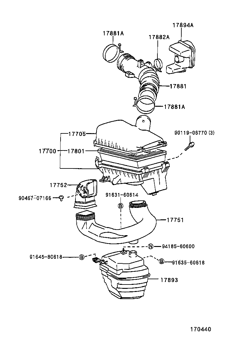 17705-16430 CAP SUB-ASSY, AIR CLEANER product image