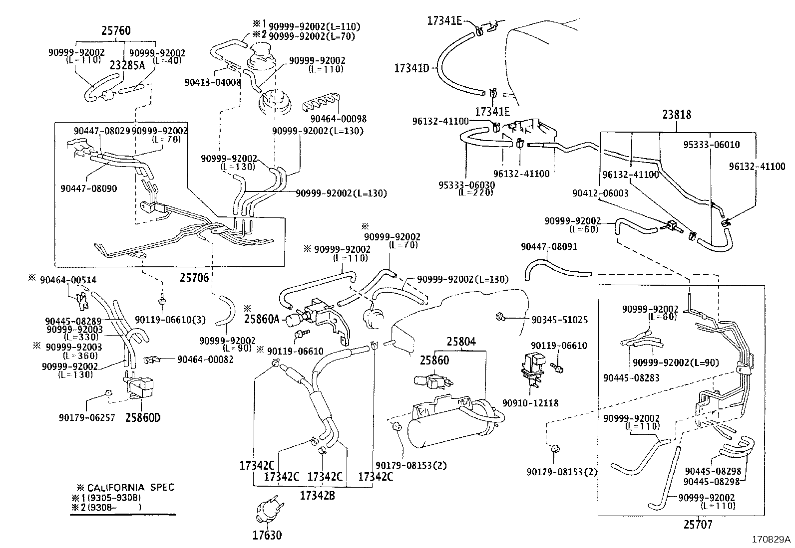 Toyota 17302-46010 HOSE, NO.2(FOR IDLE-UP)