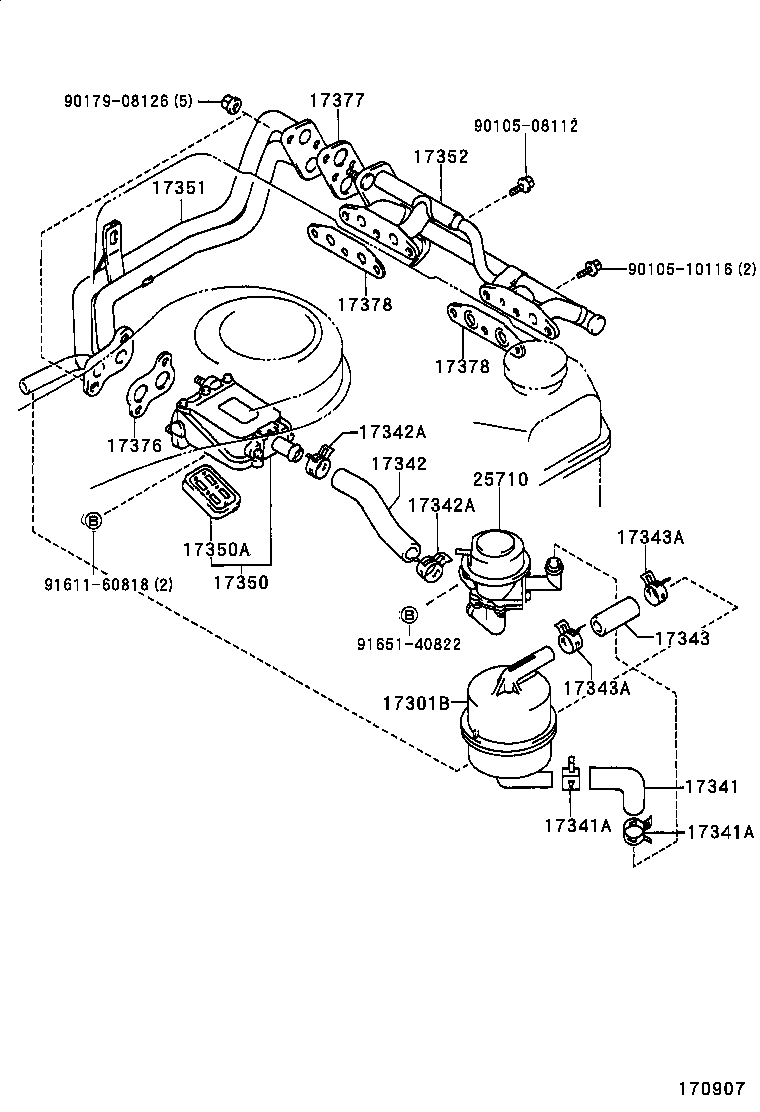 17341-72090 HOSE, NO.1(FOR AIR INJECTION SYSTEM) product image