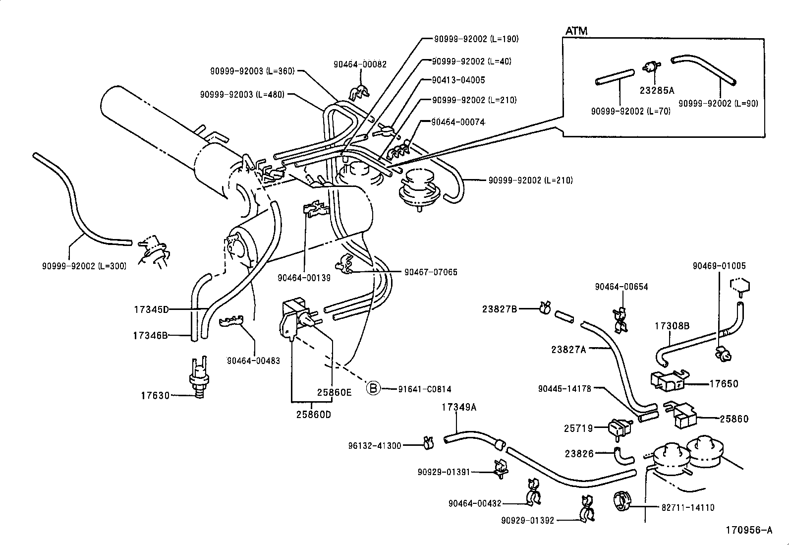 Toyota 17344-65020 HOSE, AIR, NO.4