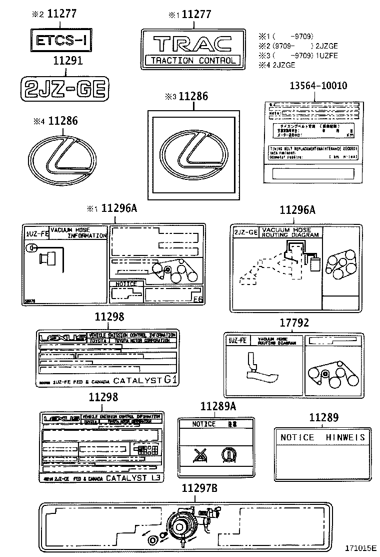 Toyota 11297-50010 LABEL, ENGINE SERVICE INFORMATION, NO.2