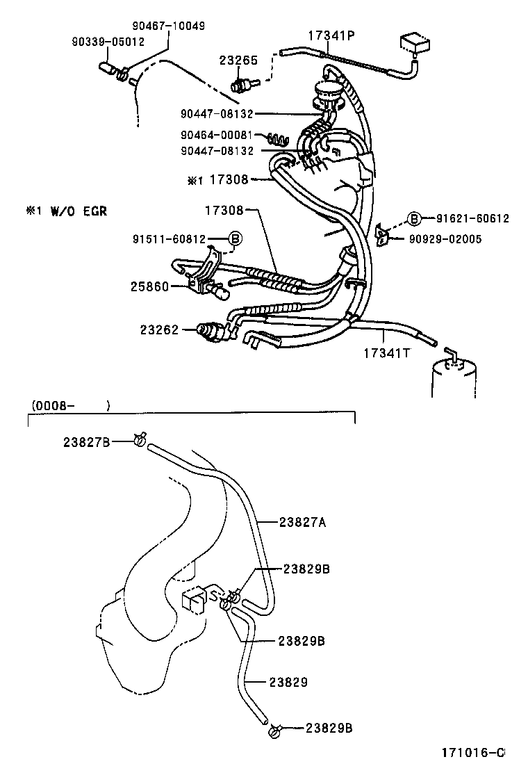 17308-74640 HOSE SUB-ASSY, VACUUM(FOR IDLE-UP) product image