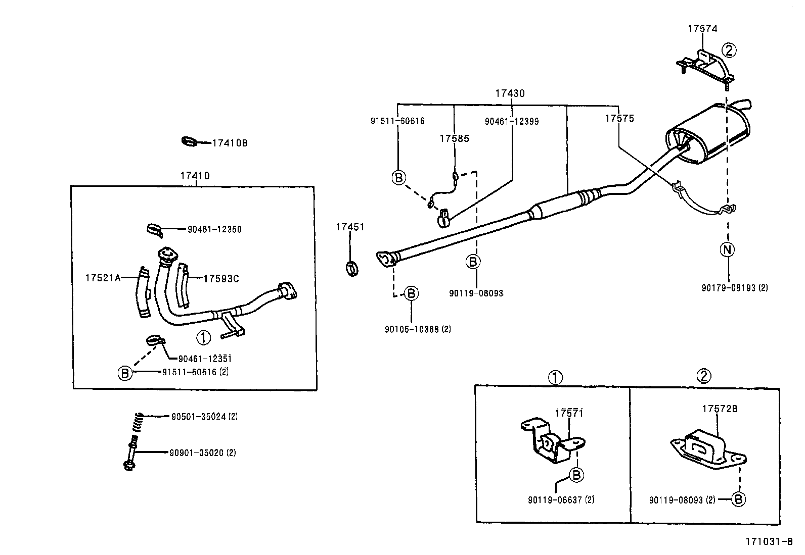 17410-64800 PIPE ASSY, EXHAUST, FRONT product image