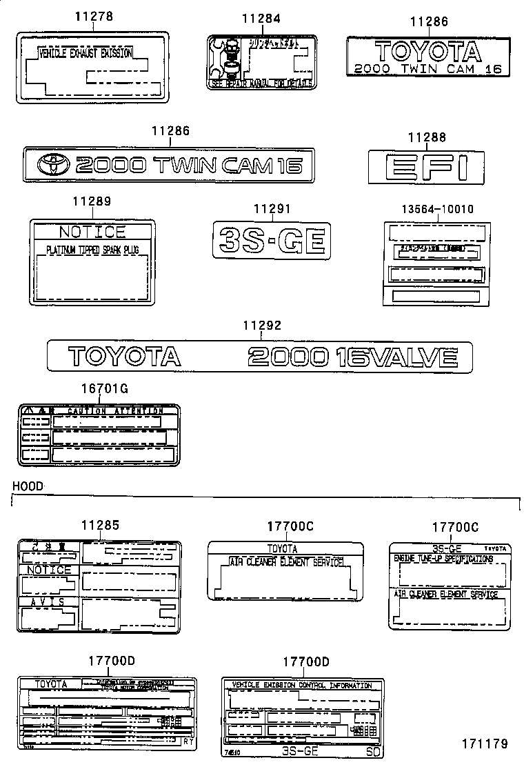 11298-74730 PLATE, ENGINE CAUTION product image