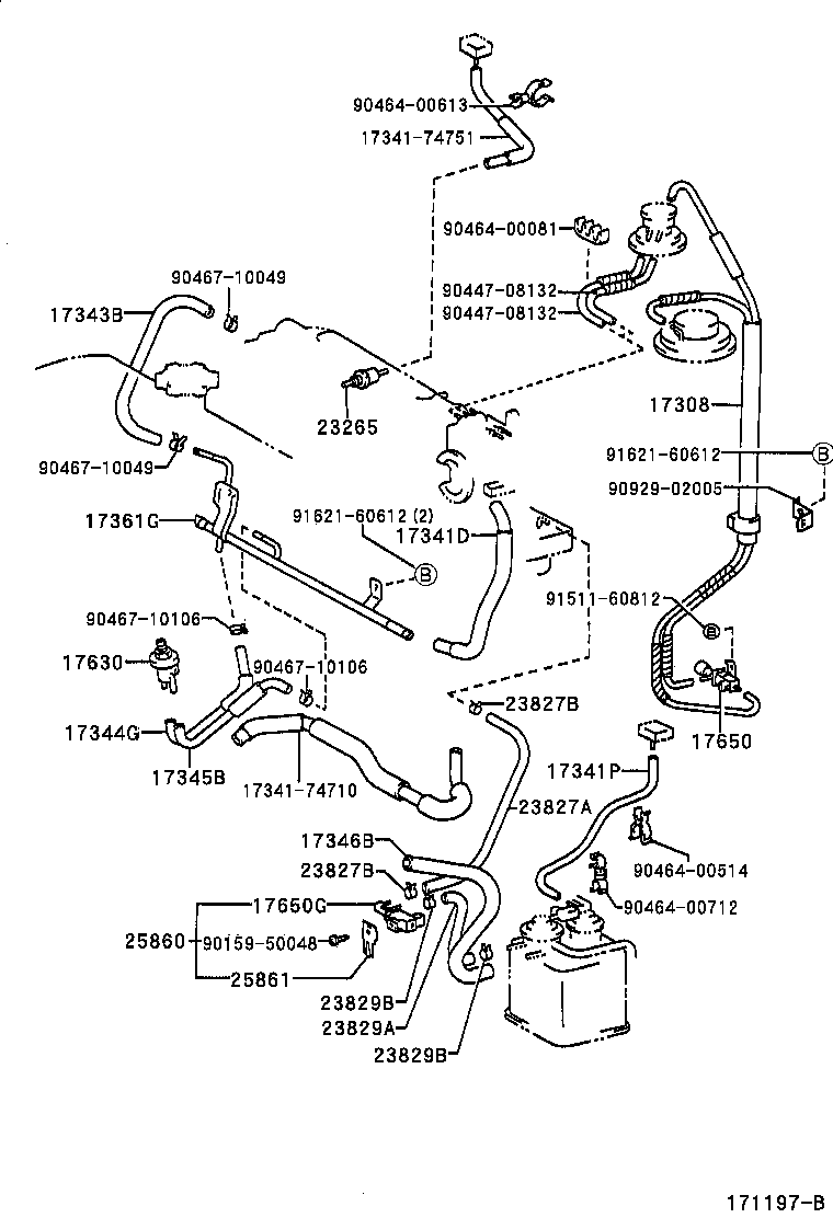 Toyota 17344-74080 HOSE, AIR, NO.4