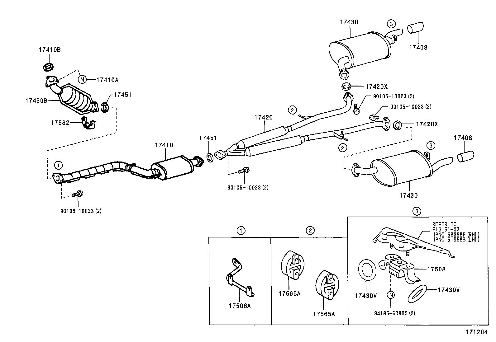 17410-46450 PIPE ASSY, EXHAUST, FRONT product image