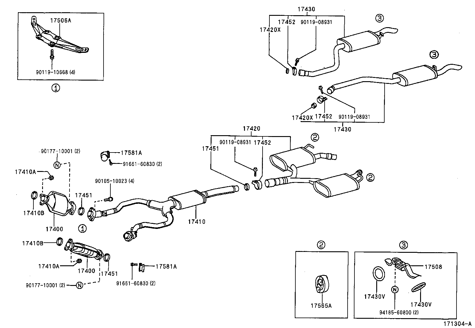 17410-50130 PIPE ASSY, EXHAUST, FRONT product image