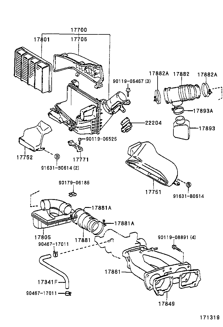 17345-46050 HOSE, AIR, NO.5 product image