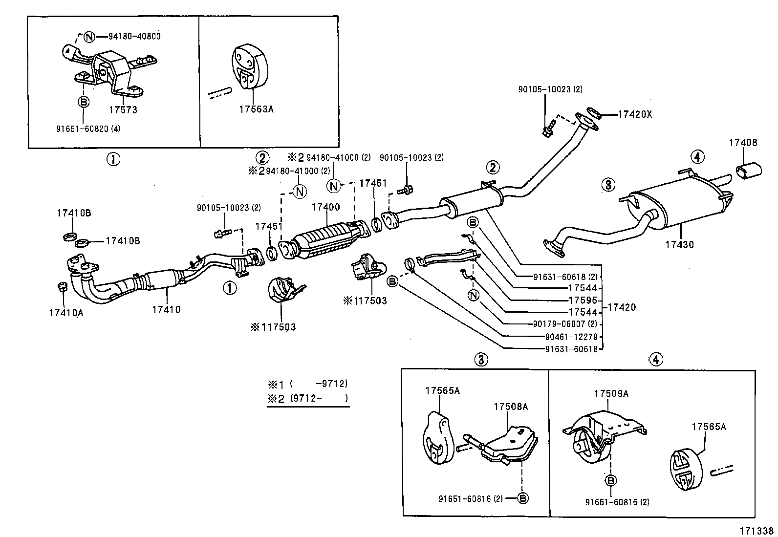17565-74410 SUPPORT, EXHAUST PIPE, NO.1 product image