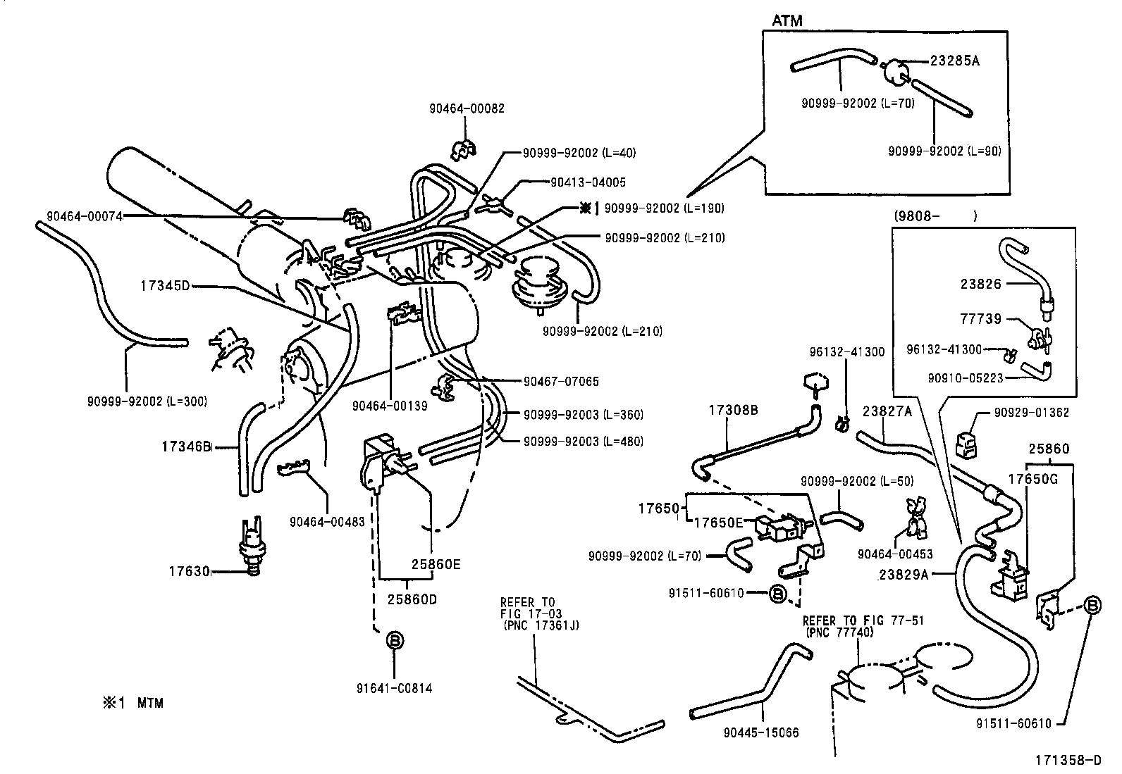 Toyota 23827-75160 HOSE, FUEL VAPOR FEED, NO.2