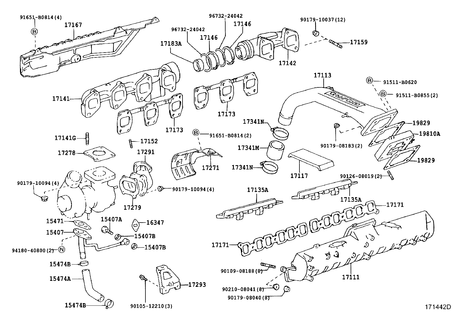 17141-78190 MANIFOLD, EXHAUST product image