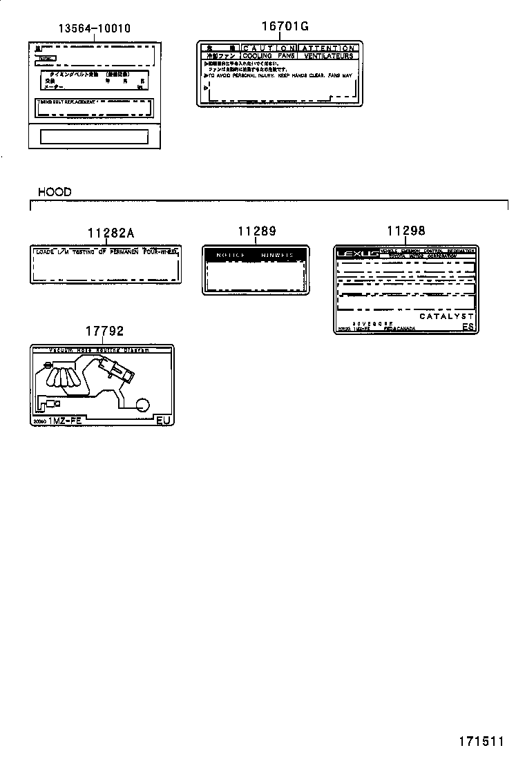 17792-20140 PLATE, ENGINE VACUUM HOSE INFORMATION product image