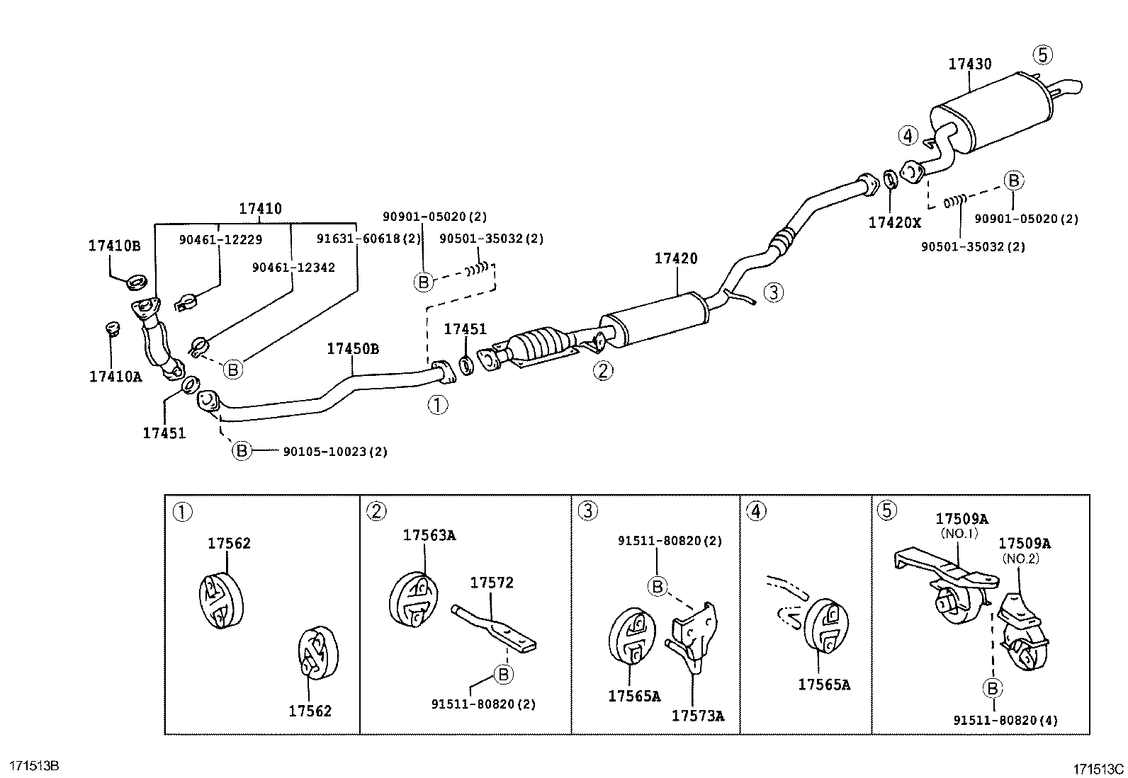 17450-20060 PIPE ASSY, EXHAUST, FRONT NO.2 product image
