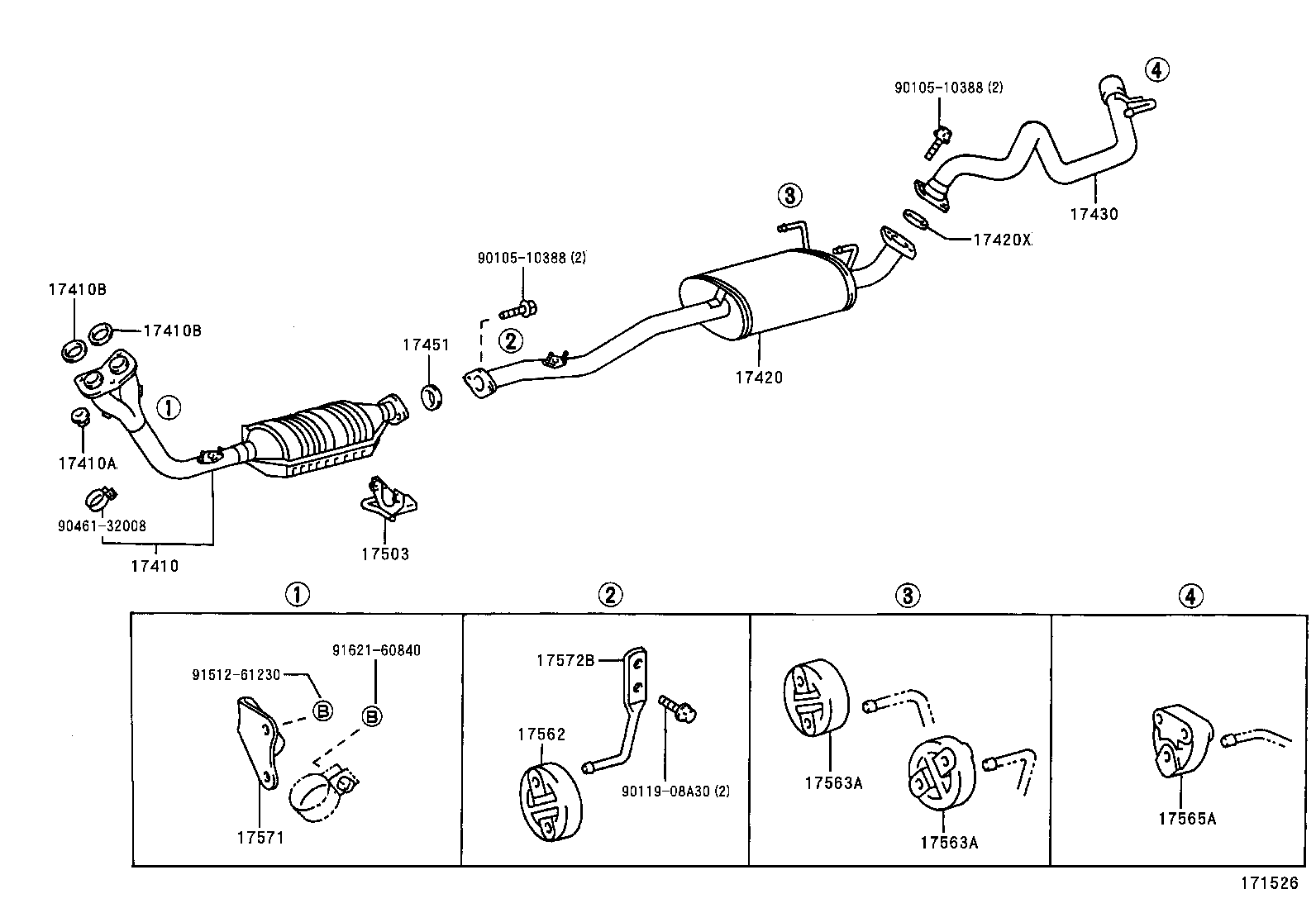 17403-67020 PIPE ASSY, EXHAUST, CENTER product image