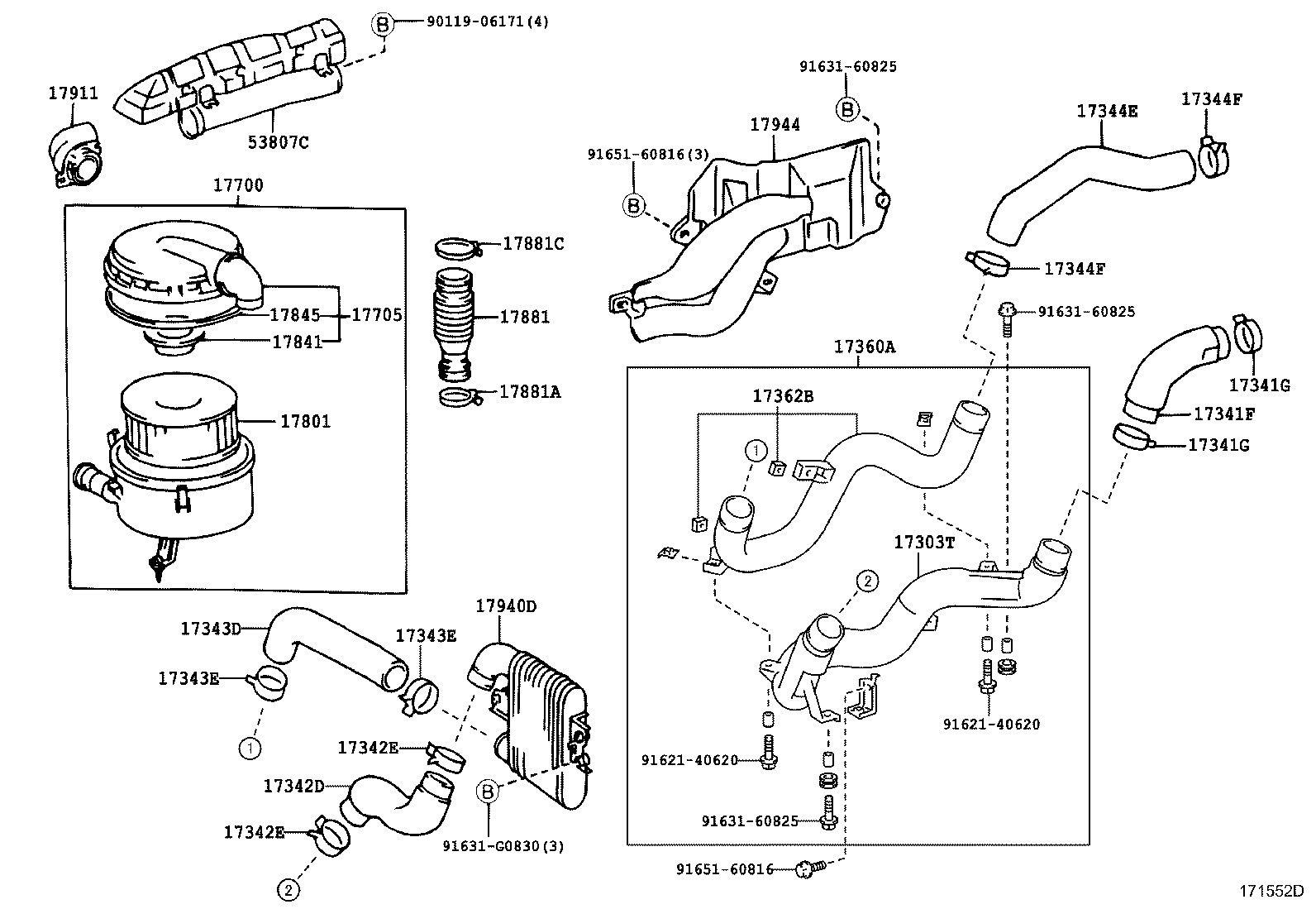 53807-60090 DUCT SUB-ASSY, FRONT FENDER AIR, RH product image