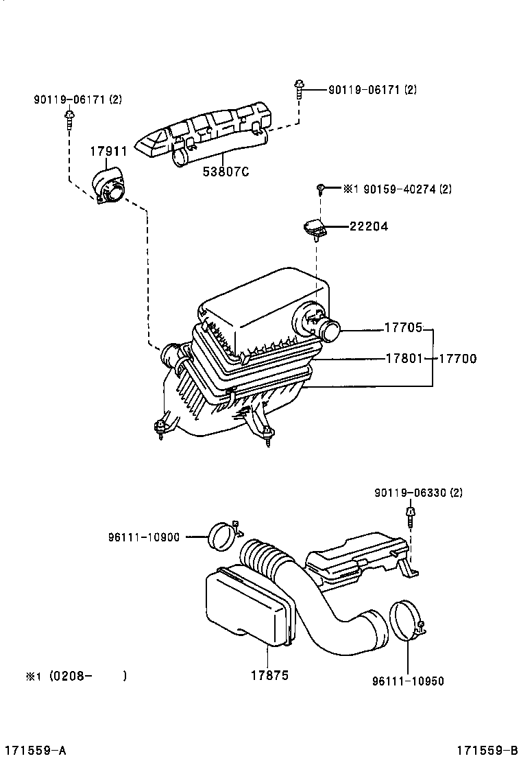 Toyota 17700-50170 CLEANER ASSY, AIR