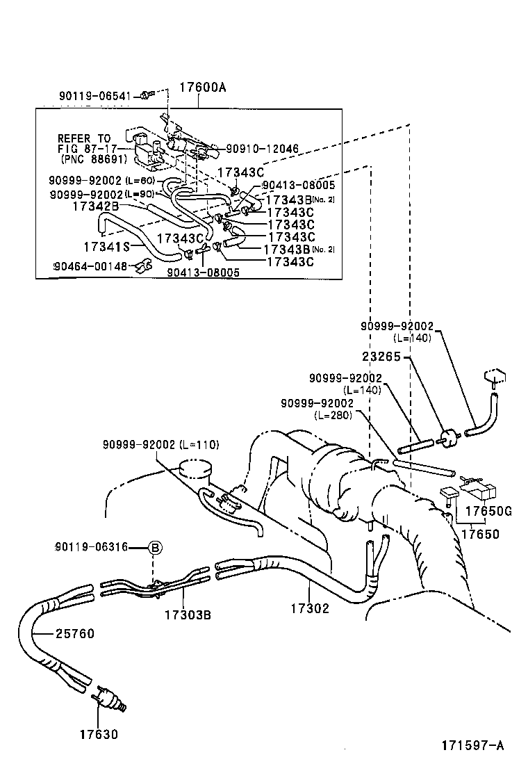 17342-11140 HOSE, NO.2(FOR IDLE-UP) product image