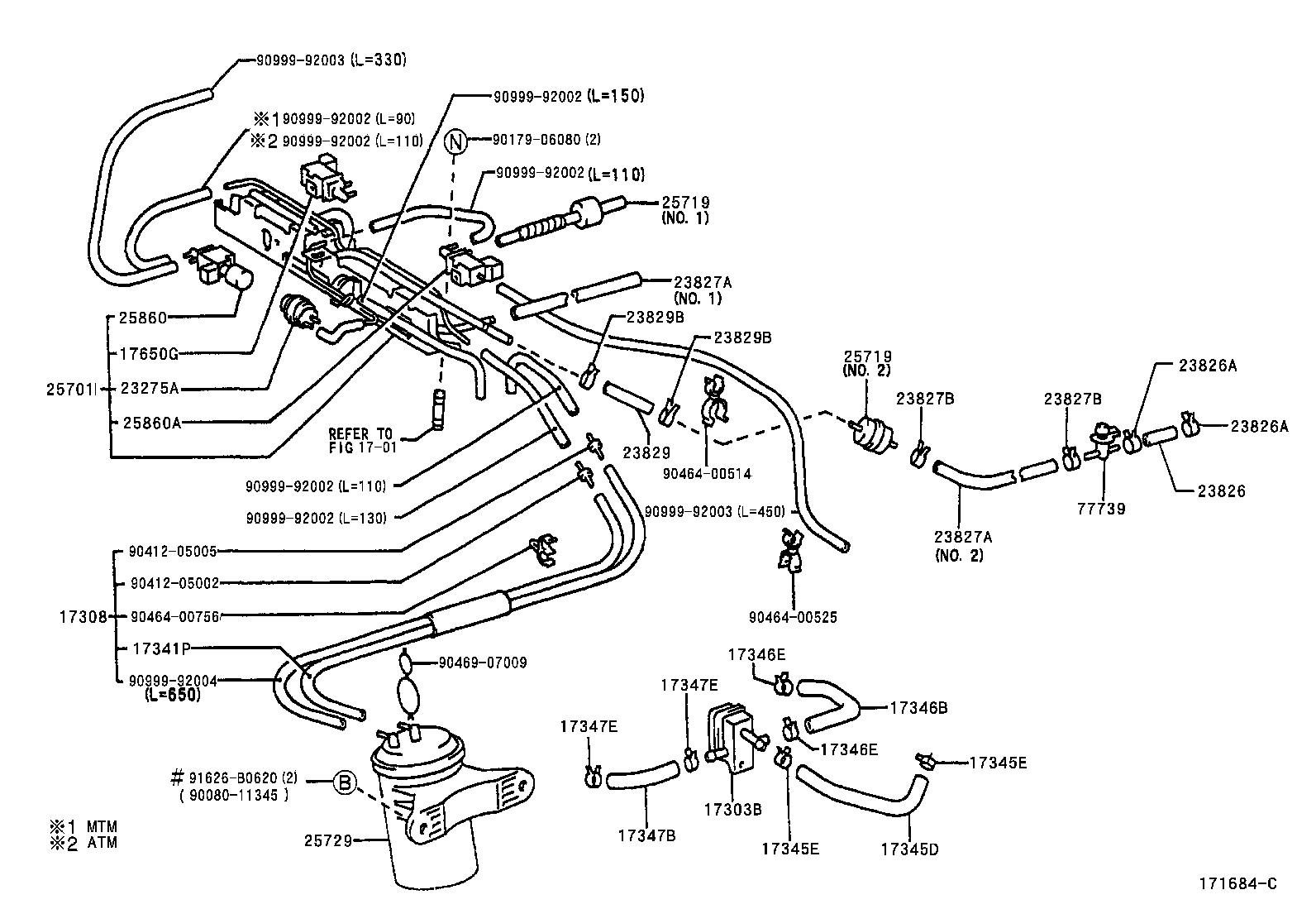 Toyota 23827-0H020 HOSE, FUEL VAPOR FEED, NO.2