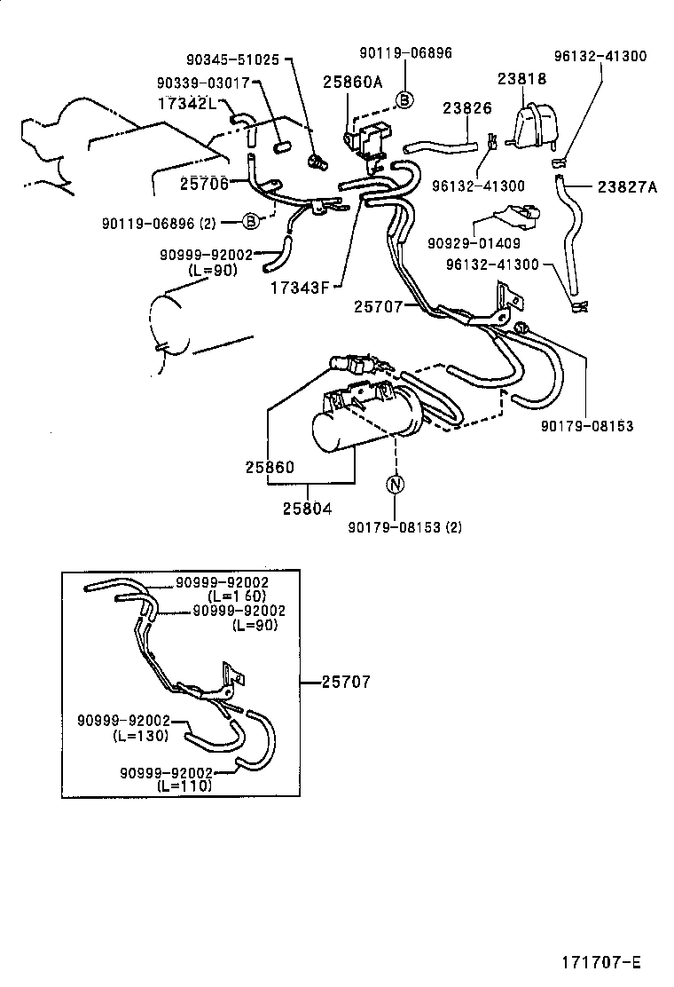 23827-46030 HOSE, FUEL VAPOR FEED, NO.2 product image