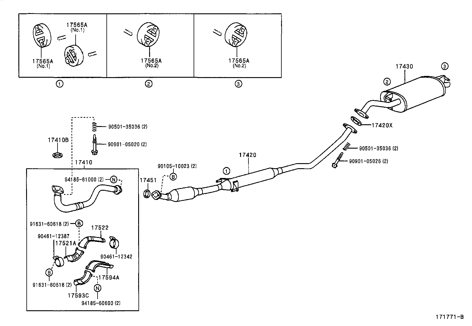 17522-74470 PROTECTOR, EXHAUST PIPE, UPPER NO.2 product image