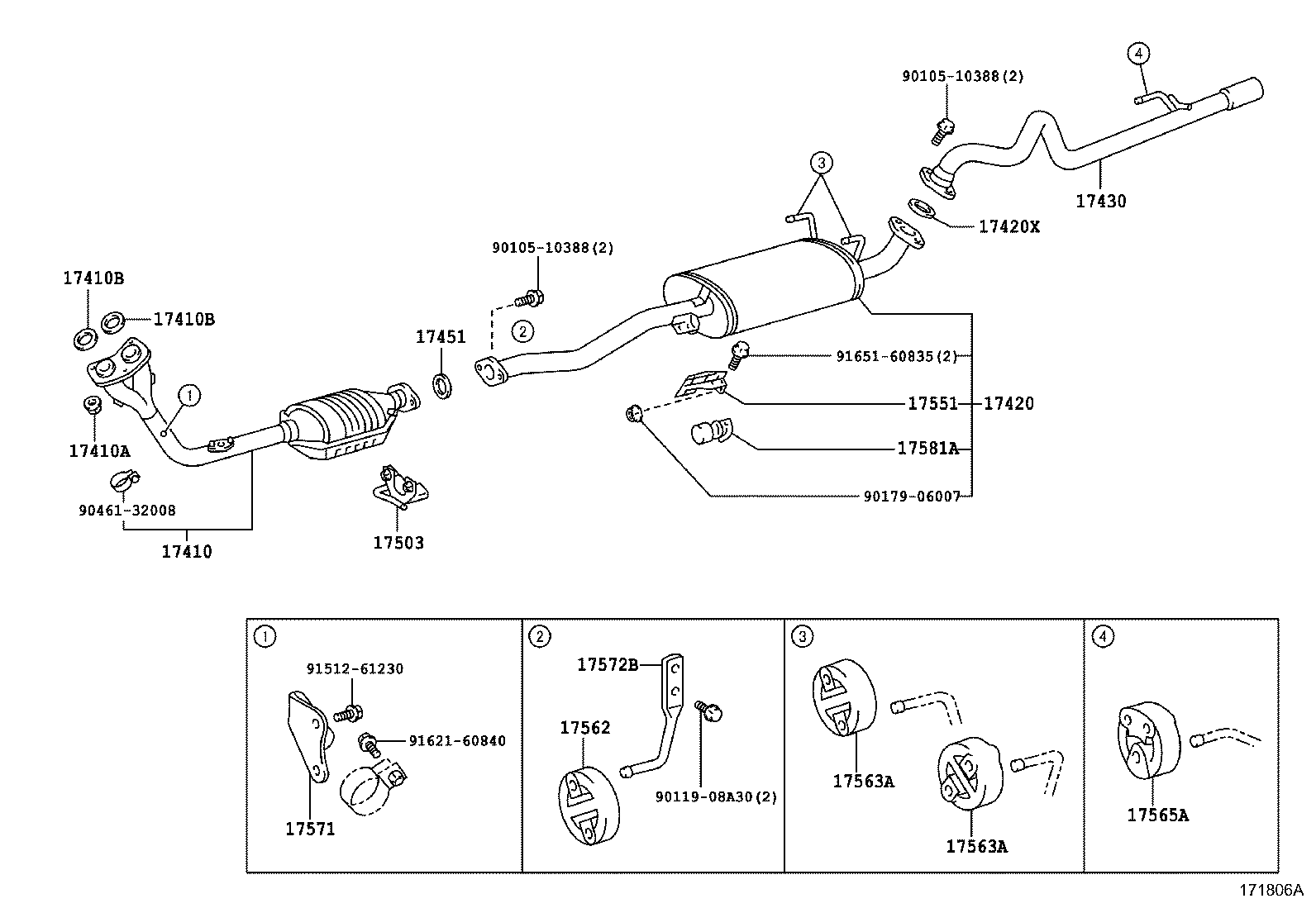 17405-75190 PIPE ASSY, EXHAUST, TAIL product image