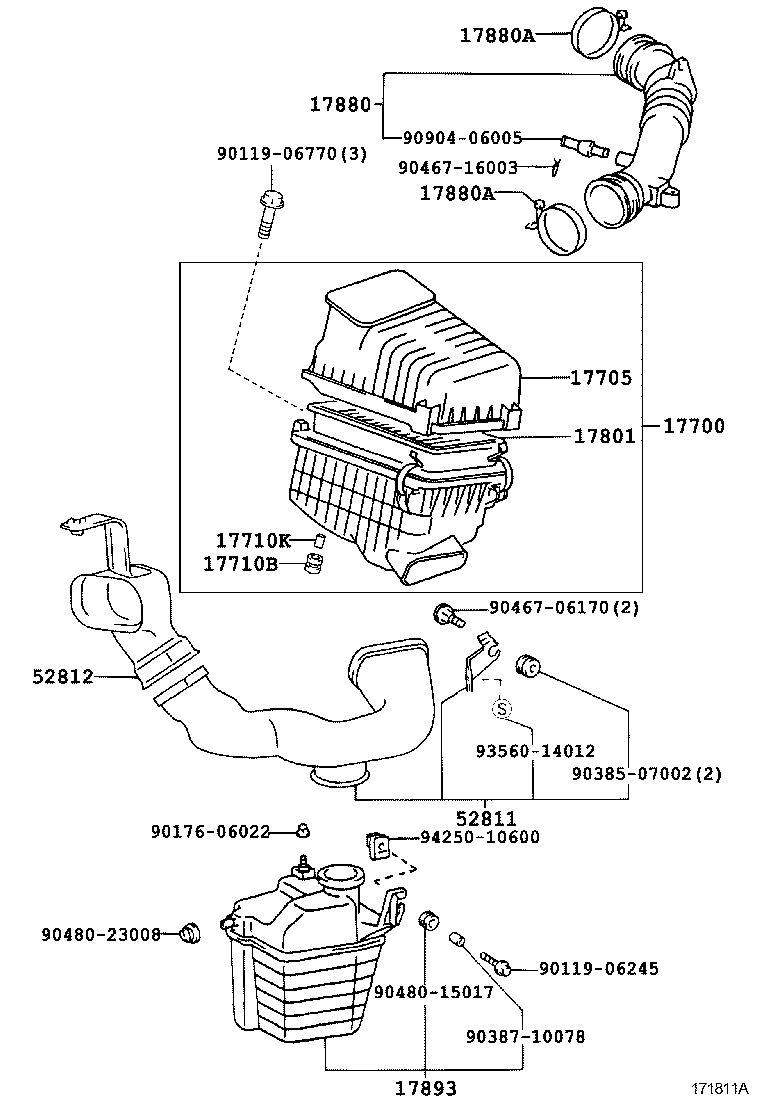 52811-44080 DUCT, COOL AIR INTAKE, NO.1 product image