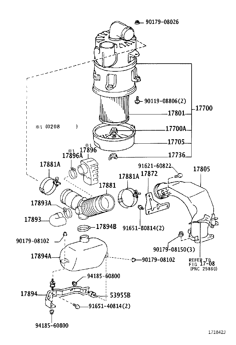 17705-67010 CAP SUB-ASSY, AIR CLEANER product image