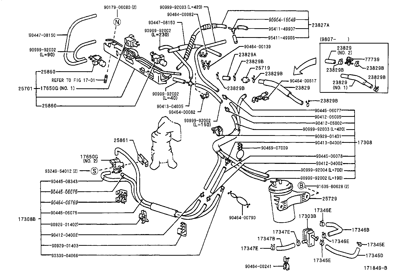 Toyota 17308-20080 HOSE SUB-ASSY, VACUUM