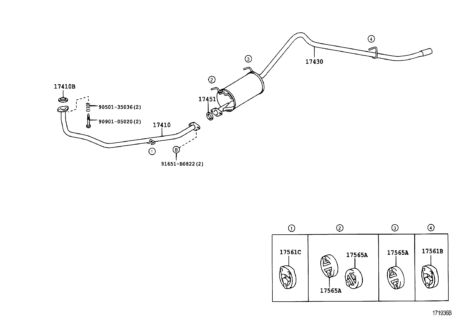 17430-13560 PIPE ASSY, EXHAUST, TAIL product image