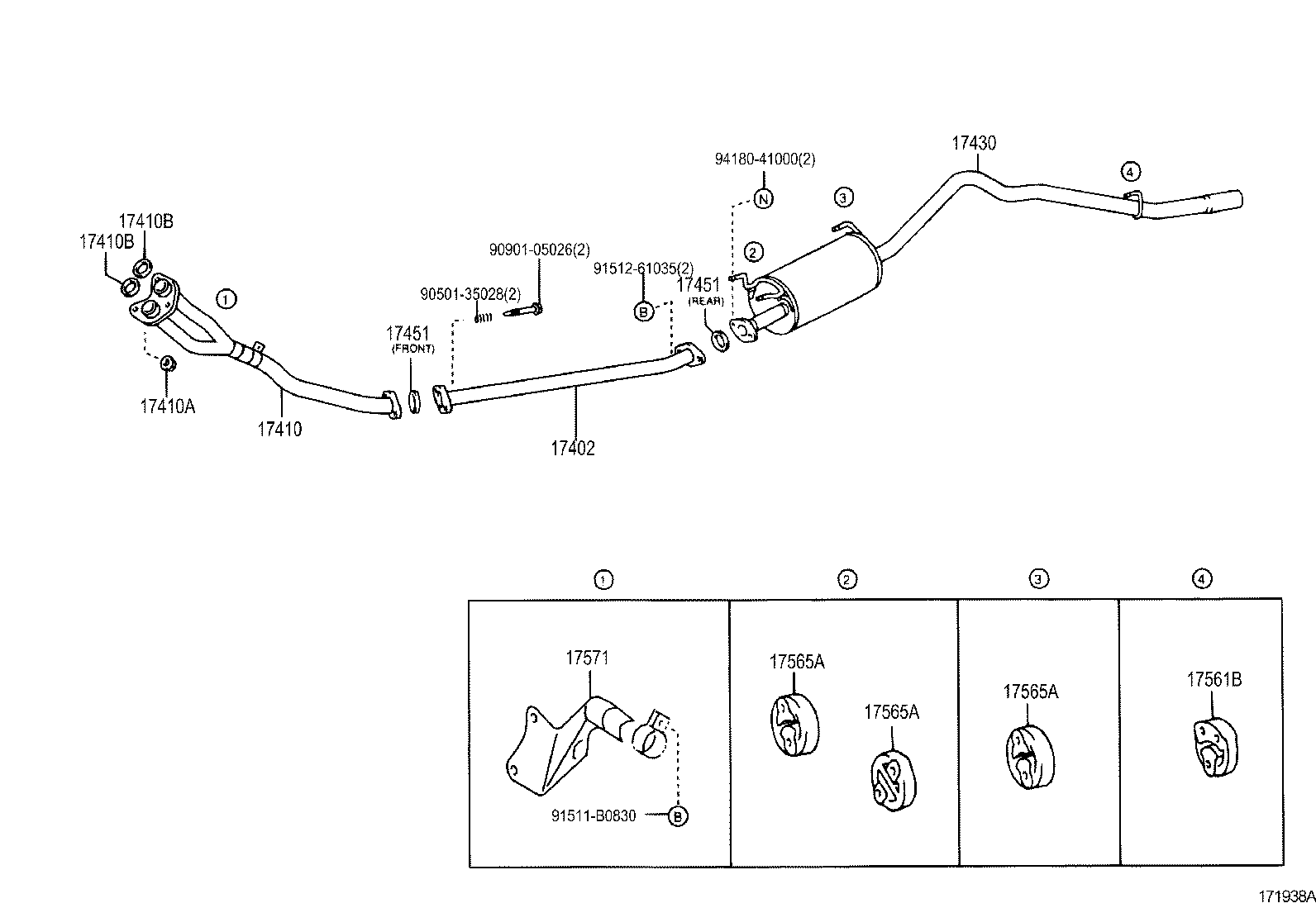 17430-13560 PIPE ASSY, EXHAUST, TAIL product image