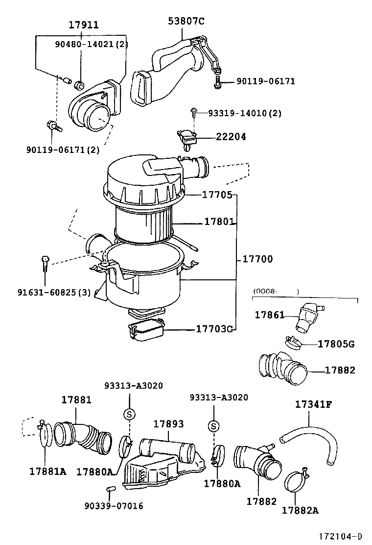 17705-67160 CAP SUB-ASSY, AIR CLEANER product image