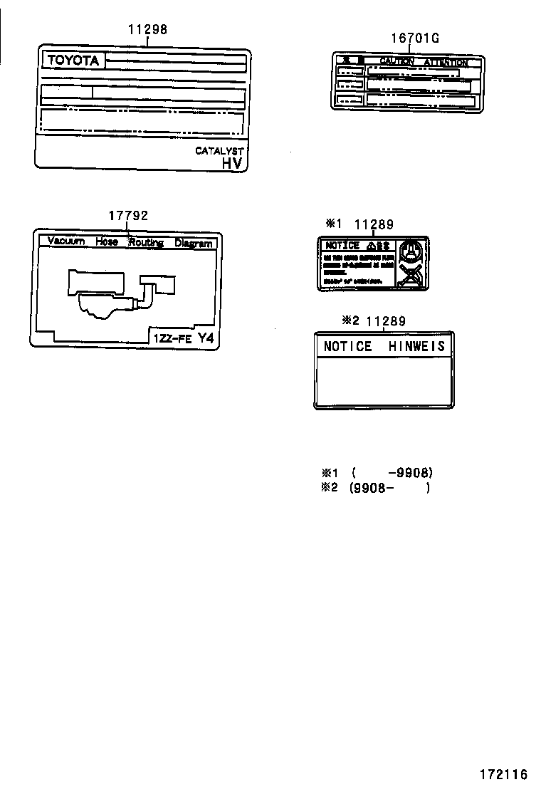 17792-22012 PLATE, ENGINE VACUUM HOSE INFORMATION product image