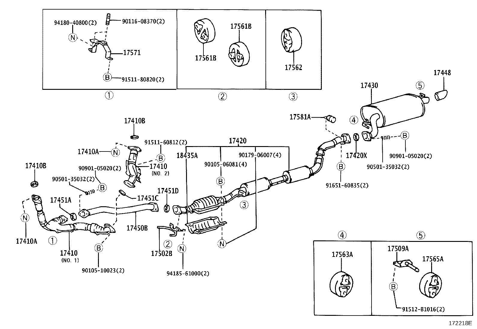 17410-20140 PIPE ASSY, EXHAUST, FRONT product image